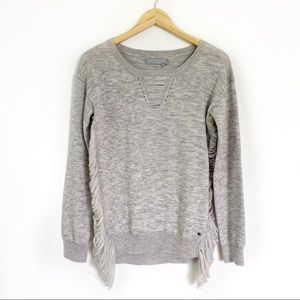 One Grey Day Distressed Wool Pullover Knit Sweater